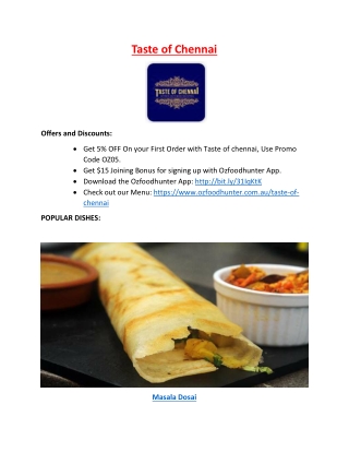 5% Off - Taste of chennai Menu Indian Restaurant in Kingsbury, VIC