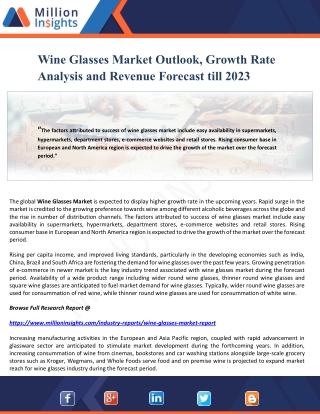 Wine Glasses Market Outlook, Growth Rate Analysis and Revenue Forecast till 2023