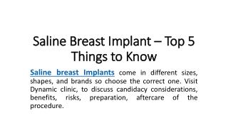 Saline Breast Implant – Top 5 Things to Know