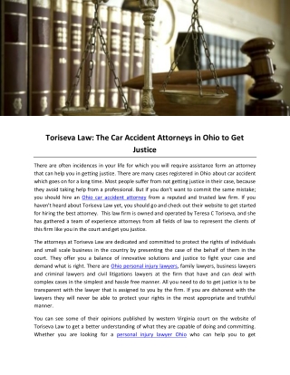 Toriseva Law: The Car Accident Attorneys in Ohio to Get Justice