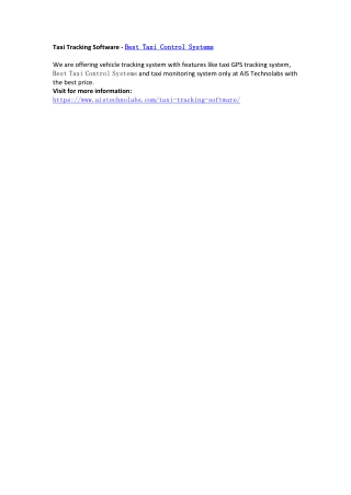Taxi Tracking Software - Best Taxi Control Systems