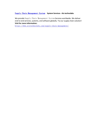Supply Chain Management System System Services - Ais technolabs