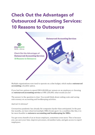 Check Out the Advantages of Outsourced Accounting Services: 10 Reasons to Outsource