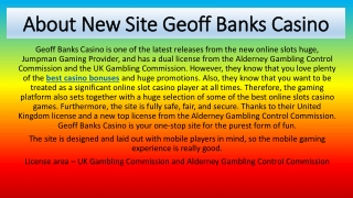 Geoff Banks Casino - Brand New Slots Site to Play - Win Up to 500 Free Spins