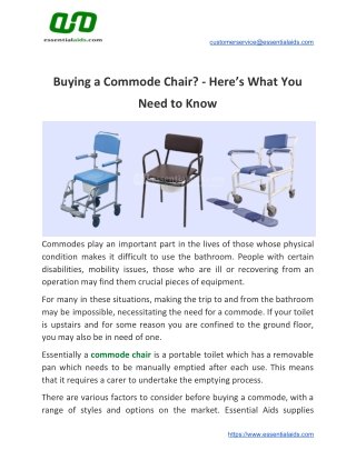 Buying a Commode Chair? - Here’s What You Need to Know