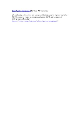 Sales Pipeline Management Services - AIS Technolabs