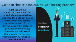 Guide to choose a top quality web hosting provider