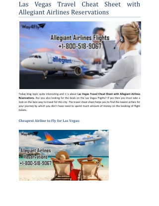 Las Vegas Travel Cheat Sheet with Allegiant Airlines Reservations