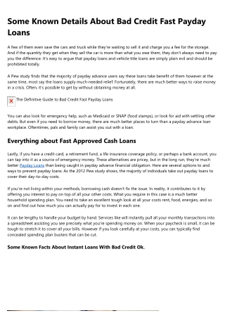 Bad Credit Loans Approved By Lenders - The Facts