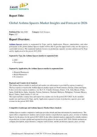 Asthma Spacers Market Insights and Forecast to 2026