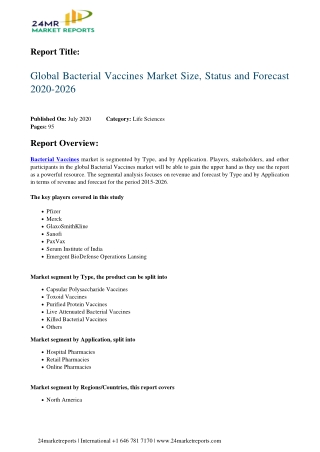 Bacterial Vaccines Market Size, Status and Forecast 2020-2026