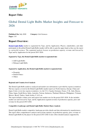 Dental Light Bulbs Market Insights and Forecast to 2026