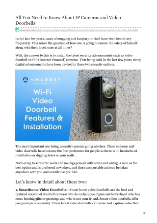 All You Need to Know About IP Cameras and Video Doorbells
