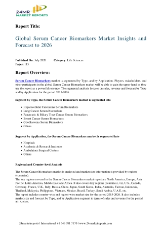 Serum Cancer Biomarkers Market Insights and Forecast to 2026