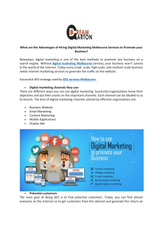 What are the Advantages of Hiring Digital Marketing Melbourne Services to Promote your Business?