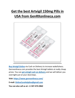 Get the best Artvigil 150mg Pills in USA from Genrxonlineca.com