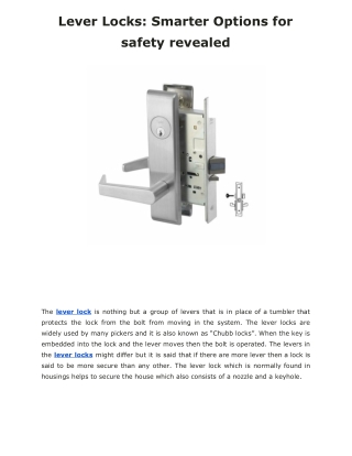 Lever Locks: Smarter Options for safety revealed