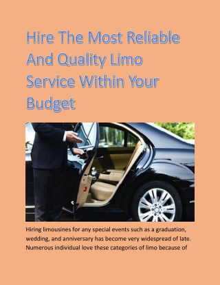 Hire the Limo Chicago Services Within Your Budget