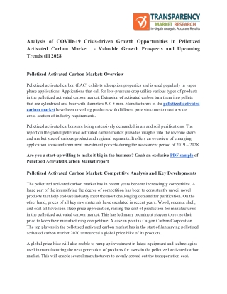 Growth Opportunities in Pelletized Activated Carbon Market Helps to Flourish Industry Rapidly