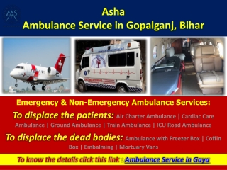 Reserve Bed-2-Bed ICU Service at Low-fare Ambulance Service in Gopalganj – ASHA
