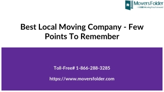 Best Local Moving Company - Few Points to Remember