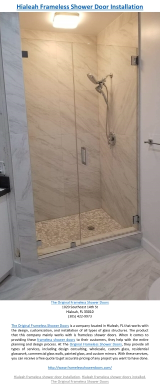 Hialeah Frameless Shower Door Installation