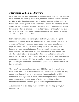 Ecommerce marketplace software
