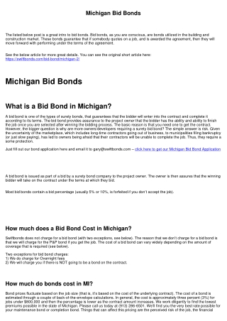Michigan Bid Bonds