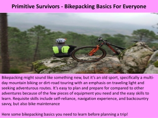 Primitive Survivors - Bikepacking Basics For Everyone