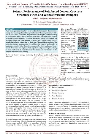 Seismic Performance of Reinforced Cement Concrete Structures with and Without Viscous Dampers