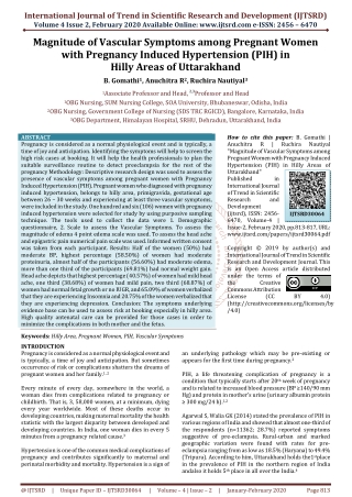 Magnitude of Vascular Symptoms among Pregnant Women with Pregnancy Induced Hypertension PIH in Hilly Areas of Uttarakhan