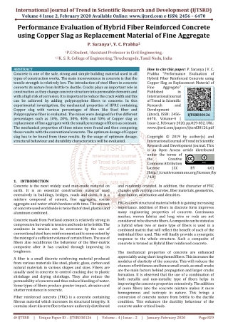 Performance Evaluation of Hybrid Fiber Reinforced Concrete using Copper Slag as Replacement Material of Fine Aggregate