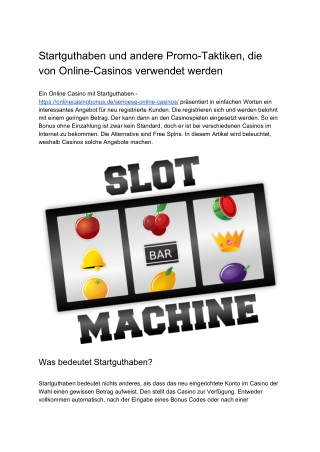 Startguthaben und andere Promo-Taktiken, die von Online-Casinos verwendet werden