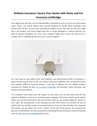 Kirkham Insurance: Secure Your Assets with Home and Car Insurance Lethbridge