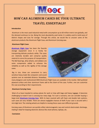 How can Aluminum Cases be Your Ultimate Travel Essentials?