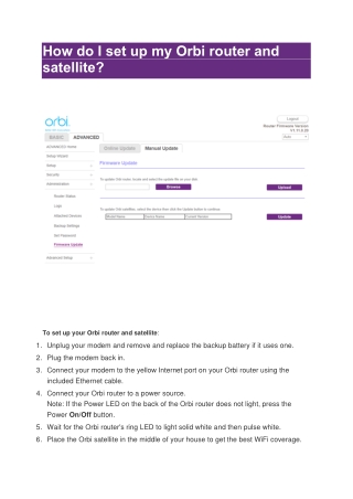 Orbi login setup and installation