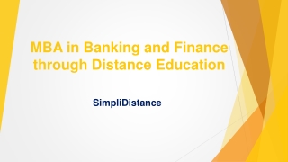 MBA in Banking and Finance through Distance Education - SimpliDistance