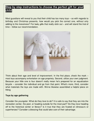 Step by step instructions to choose the perfect gift for your child