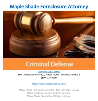 Maple Shade Foreclosure Attorney