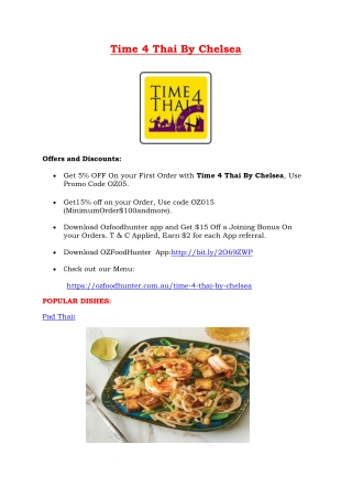 5% Off - Time 4 Thai By Chelsea - Thai restaurant collaroy plateau, NSW