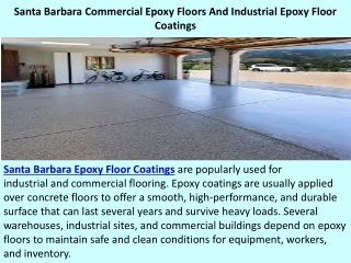 Santa Barbara Commercial Epoxy Floors And Industrial Epoxy Floor Coatings