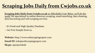 Scraping Jobs Daily from Cwjobs.co.uk