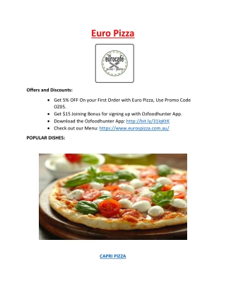 EURO PIZZA Menu - Pizza restaurant in Cheltenham, Vic - 5% OFF