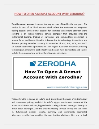 How To Open A Demat Account With Zerodha?