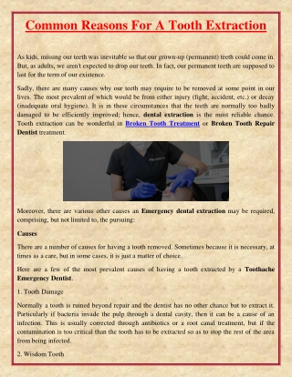 Common Reasons For A Tooth Extraction