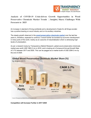 Wood Preservative Chemicals Market Trends , Revenue Analysis by 2025