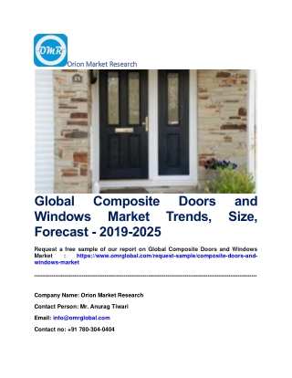 Global Composite Doors and Windows Market Trends, Size, Forecast - 2019-2025