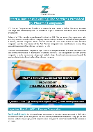 Start a Business Availing The Services Provided By Pharma Companies