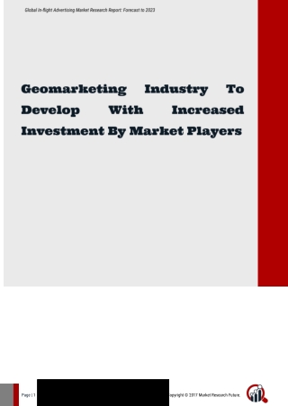 Geomarketing Industry To Develop With Increased Investment By Market Players