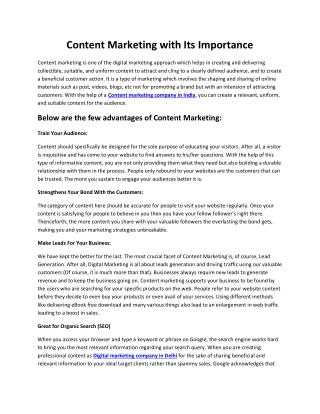 Content Marketing With Its Importance